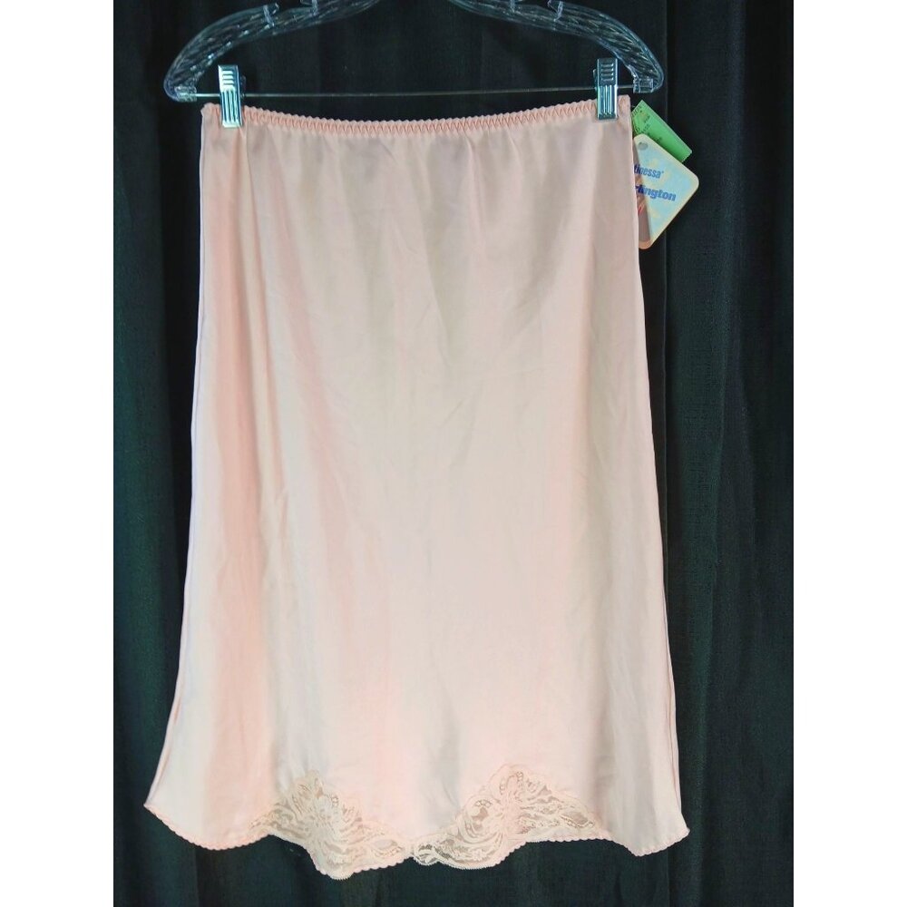 Vintage Epitome Pink Peach Half Slip Size M Lace NOS Burlington Bon Marche